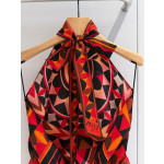 Pucci Manuba‑Print Top ✨ 100% silk twill. All‑over signature Manuba placement print rendered in striking orange, red and black colorway.  Size: One‑size‑fits‑all
