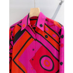 Pucci Placement‑Print Silk Shirt ✨ 100% heavyweight silk twill showcasing the striking Vivara marble print. An elegantly‑styled shirt featuring a classic collar, covered‑button closure in matching tone and relaxed straight hem.  Sizes: S, M, L, XL