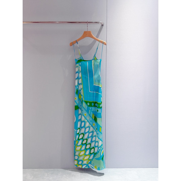 Pucci Strap Silk Dress ✨ 100% silk crepe. Pull‑on style with V‑neck. Slip maxi dress rendered in bold, eye‑catching vivid print, featuring side slits.  Sizes: 36, 38, 40, 42