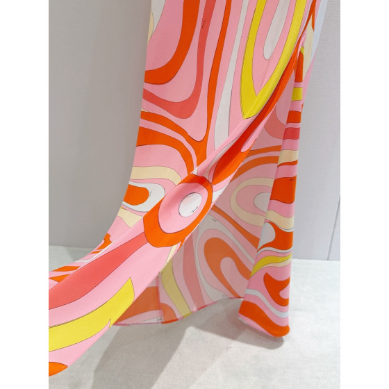 Pucci Strap Silk Dress ✨ 100% silk crepe. Pull‑on style with V‑neck. Slip maxi dress rendered in bold, eye‑catching vivid print, featuring side slits.  Sizes: 36, 38, 40, 42