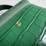 Top-grade crocodile pattern cowhide handheld makeup bag, LP style, with genuine leather interior and exterior, rice box bag, chain messenger bag, single shoulder bag, 19cm