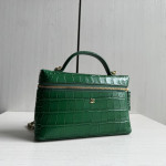 Top-grade crocodile pattern cowhide handheld makeup bag, LP style, with genuine leather interior and exterior, rice box bag, chain messenger bag, single shoulder bag, 19cm