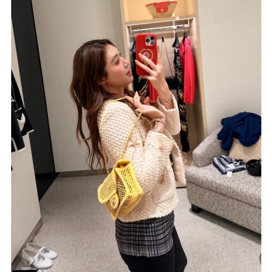 Top-level 26m cf large mini 20cm mesh chain bag, Coco Beach series woven fishing net bag, cross-body messenger bag