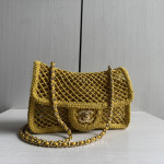 Top-level 26m cf large mini 20cm mesh chain bag, Coco Beach series woven fishing net bag, cross-body messenger bag