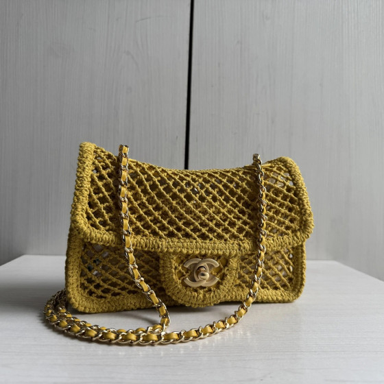 Top-level 26m cf large mini 20cm mesh chain bag, Coco Beach series woven fishing net bag, cross-body messenger bag