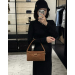 Top-tier Chanel 26a suede nubuck bowling tote bag, baguette bag, cylindrical bag, genuine leather inside and outside, chain cross-body messenger bag, 23*11