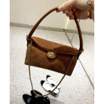 Top-tier Chanel 26a suede nubuck bowling tote bag, baguette bag, cylindrical bag, genuine leather inside and outside, chain cross-body messenger bag, 23*11