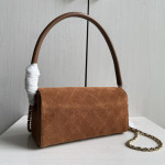 Top-tier Chanel 26a suede nubuck bowling tote bag, baguette bag, cylindrical bag, genuine leather inside and outside, chain cross-body messenger bag, 23*11