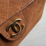 Top-tier Chanel 26a suede nubuck bowling tote bag, baguette bag, cylindrical bag, genuine leather inside and outside, chain cross-body messenger bag, 23*11