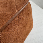 Top-tier Chanel 26a suede nubuck bowling tote bag, baguette bag, cylindrical bag, genuine leather inside and outside, chain cross-body messenger bag, 23*11
