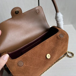 Top-tier Chanel 26a suede nubuck bowling tote bag, baguette bag, cylindrical bag, genuine leather inside and outside, chain cross-body messenger bag, 23*11