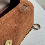 Top-tier Chanel 26a suede nubuck bowling tote bag, baguette bag, cylindrical bag, genuine leather inside and outside, chain cross-body messenger bag, 23*11