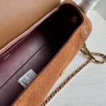 Top-tier Chanel 26a suede nubuck bowling tote bag, baguette bag, cylindrical bag, genuine leather inside and outside, chain cross-body messenger bag, 23*11