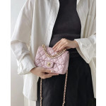 Top-tier Chanel diamond-pattern lambskin CF small square bag, square fat bag, pearl chain, vintage hardware, chain crossbody, shoulder bag, 19*14
