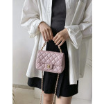 Top-tier Chanel diamond-pattern lambskin CF small square bag, square fat bag, pearl chain, vintage hardware, chain crossbody, shoulder bag, 19*14
