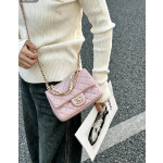 Top-tier Chanel diamond-pattern lambskin CF small square bag, square fat bag, pearl chain, vintage hardware, chain crossbody, shoulder bag, 19*14