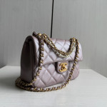 Top-tier Chanel diamond-pattern lambskin CF small square bag, square fat bag, pearl chain, vintage hardware, chain crossbody, shoulder bag, 19*14