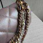 Top-tier Chanel diamond-pattern lambskin CF small square bag, square fat bag, pearl chain, vintage hardware, chain crossbody, shoulder bag, 19*14