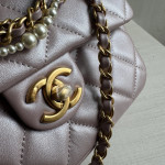 Top-tier Chanel diamond-pattern lambskin CF small square bag, square fat bag, pearl chain, vintage hardware, chain crossbody, shoulder bag, 19*14