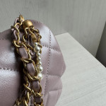 Top-tier Chanel diamond-pattern lambskin CF small square bag, square fat bag, pearl chain, vintage hardware, chain crossbody, shoulder bag, 19*14