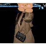 Top-tier Chanel diamond-pattern lambskin CF small square bag, square fat bag, pearl chain, vintage hardware, chain crossbody, messenger bag, large size 19*14, small size 17*12