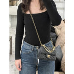 Top-tier Chanel diamond-pattern lambskin CF small square bag, square fat bag, pearl chain, vintage hardware, chain crossbody, messenger bag, large size 19*14, small size 17*12