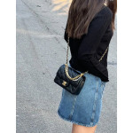 Top-tier Chanel diamond-pattern lambskin CF small square bag, square fat bag, pearl chain, vintage hardware, chain crossbody, messenger bag, large size 19*14, small size 17*12