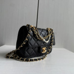 Top-tier Chanel diamond-pattern lambskin CF small square bag, square fat bag, pearl chain, vintage hardware, chain crossbody, messenger bag, large size 19*14, small size 17*12