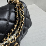 Top-tier Chanel diamond-pattern lambskin CF small square bag, square fat bag, pearl chain, vintage hardware, chain crossbody, messenger bag, large size 19*14, small size 17*12