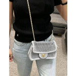 Top-level 26mChanel cf large mini 20cm mesh-cut chain bag, Coco Beach series woven fishing net bag, cross-body shoulder bag