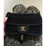 Top-level 26mChanel cf large mini 20cm mesh-cut chain bag, Coco Beach series woven fishing net bag, cross-body shoulder bag