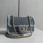 Top-level 26mChanel cf large mini 20cm mesh-cut chain bag, Coco Beach series woven fishing net bag, cross-body shoulder bag