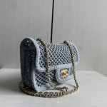 Top-level 26mChanel cf large mini 20cm mesh-cut chain bag, Coco Beach series woven fishing net bag, cross-body shoulder bag
