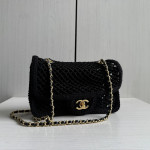 Top-level 26mChanel cf large mini 20cm mesh-cut chain bag, Coco Beach series woven fishing net bag, cross-body shoulder bag