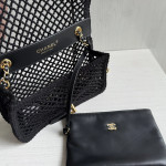 Top-level 26mChanel cf large mini 20cm mesh-cut chain bag, Coco Beach series woven fishing net bag, cross-body shoulder bag