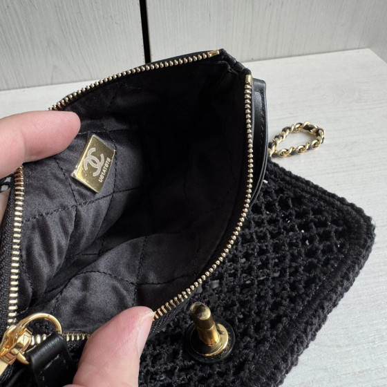 Top-level 26mChanel cf large mini 20cm mesh-cut chain bag, Coco Beach series woven fishing net bag, cross-body shoulder bag