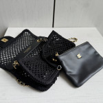 Top-level 26mChanel cf large mini 20cm mesh-cut chain bag, Coco Beach series woven fishing net bag, cross-body shoulder bag