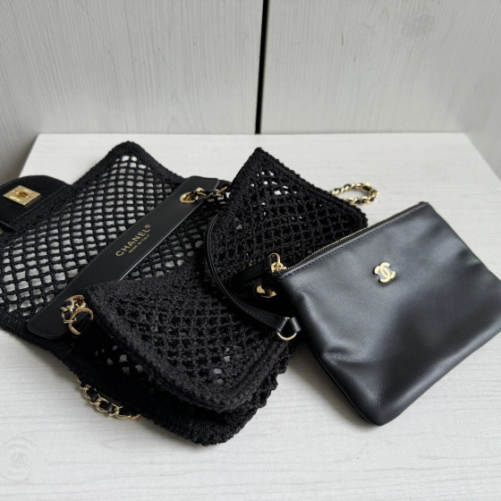 Top-level 26mChanel cf large mini 20cm mesh-cut chain bag, Coco Beach series woven fishing net bag, cross-body shoulder bag