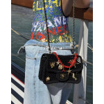 Top-tier 26CM Chanel CF Big Mini 20cm Badge Hardware Decoration Grid Hollow Chain Bag Coco Beach Series Woven Fishing Net Bag Crossbody Shoulder Bag