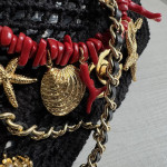 Top-tier 26CM Chanel CF Big Mini 20cm Badge Hardware Decoration Grid Hollow Chain Bag Coco Beach Series Woven Fishing Net Bag Crossbody Shoulder Bag