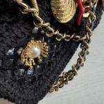 Top-tier 26CM Chanel CF Big Mini 20cm Badge Hardware Decoration Grid Hollow Chain Bag Coco Beach Series Woven Fishing Net Bag Crossbody Shoulder Bag