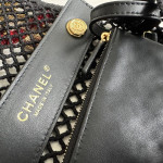 Top-tier 26CM Chanel CF Big Mini 20cm Badge Hardware Decoration Grid Hollow Chain Bag Coco Beach Series Woven Fishing Net Bag Crossbody Shoulder Bag