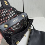 Top-tier 26CM Chanel CF Big Mini 20cm Badge Hardware Decoration Grid Hollow Chain Bag Coco Beach Series Woven Fishing Net Bag Crossbody Shoulder Bag