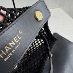 Top-tier 26CM Chanel CF Big Mini 20cm Badge Hardware Decoration Grid Hollow Chain Bag Coco Beach Series Woven Fishing Net Bag Crossbody Shoulder Bag