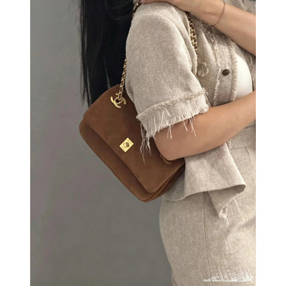 Top-level Chanel CF series suede and nubuck double C chain messenger bag women's bag 22*12