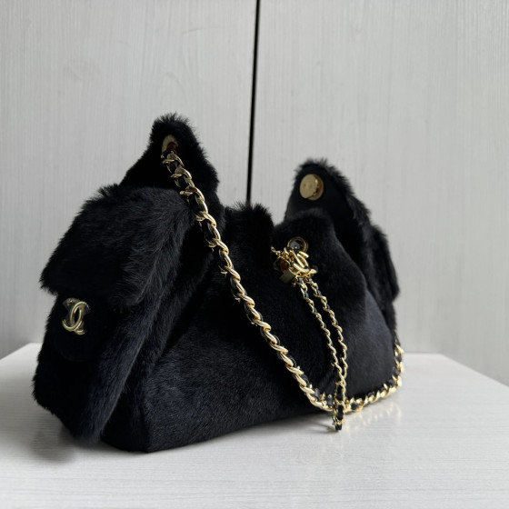 Top-level Chanel 26a fur-lined hobo bag, hammock bag, hippie bag, chain bag, drawstring bucket bag, mini 25bag, messenger bag, 21*22*11