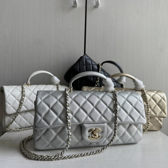 Top-level 26a Chanel cf large mini extended crossbody handle handle handle diamond pattern caviar pattern leather chain bag single shoulder messenger bag 25*12