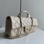 Top-grade 26a Chanel CF large mini extended style horizontal handle handle handle diamond pattern lambskin chain bag messenger bag 25*12