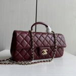 Top-grade 26a Chanel CF large mini extended style horizontal handle handle handle diamond pattern lambskin chain bag messenger bag 25*12