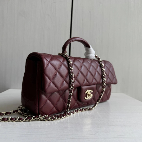 Top-grade 26a Chanel CF large mini extended style horizontal handle handle handle diamond pattern lambskin chain bag messenger bag 25*12